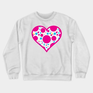 Pink and White Scattered Polka Dot Heart Crewneck Sweatshirt